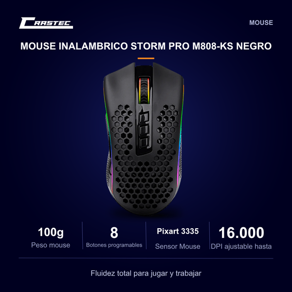 Mouse Inalámbrico STORM PRO M808-KS Negro