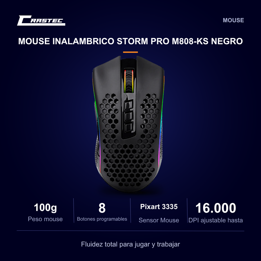 Mouse Inalámbrico STORM PRO M808-KS Negro