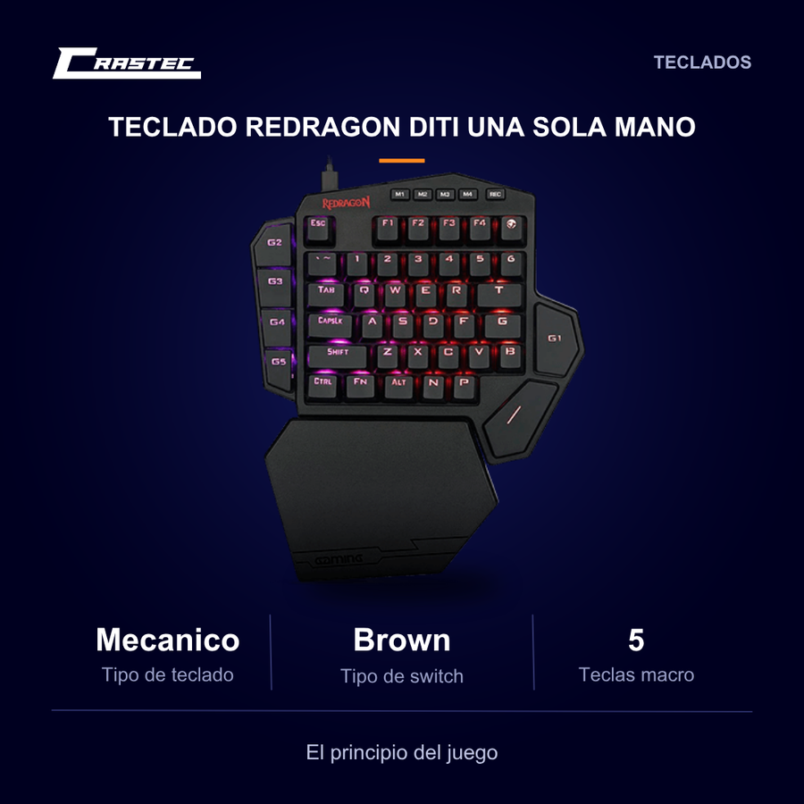 Teclado Mecánico Compacto Una Sola Mano DITI K585 Negro