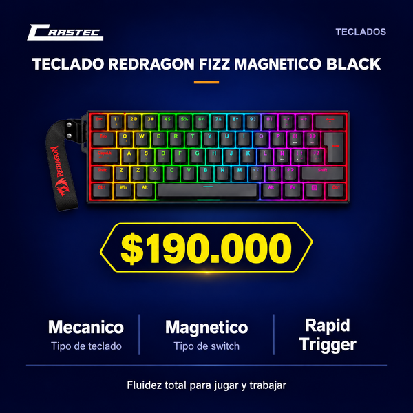 Teclado Redragon FIZZ Magnetico Black